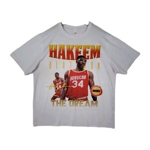 A4 HAKEEM OLAJUWON HOUSTON ROCKETS THE DREAM GRAPHIC T SHIRT A4 ADULT XL VINTAGE
